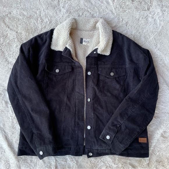 Roxy Black Corduroy Trucker Jacket - Picture 7 of 8